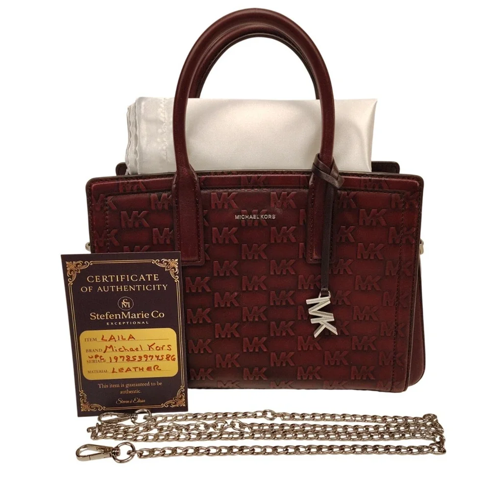 Michael Kors Laila Medium Satchel - Oxblood/Red - Gently Worn